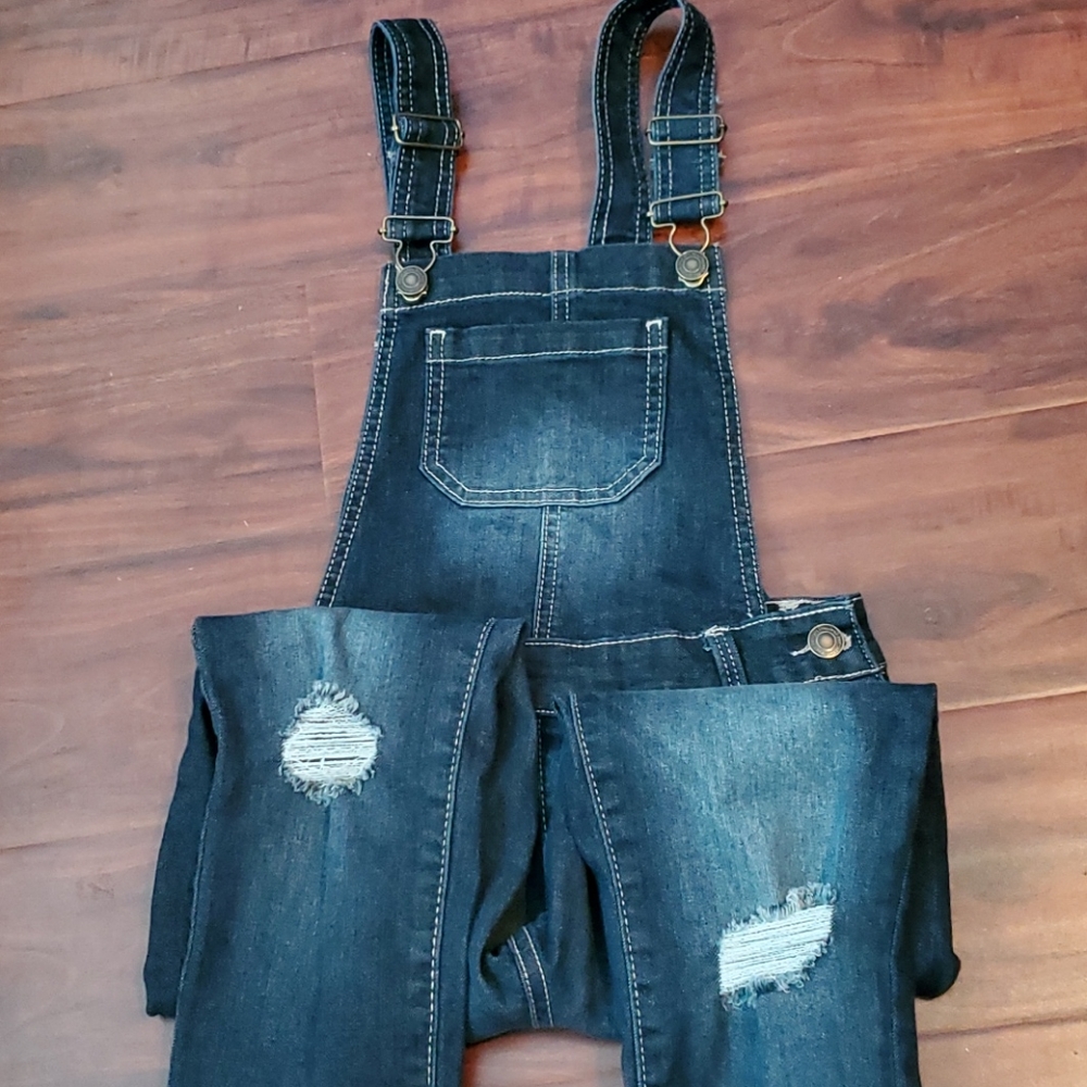 Denim overalls, girls 8
